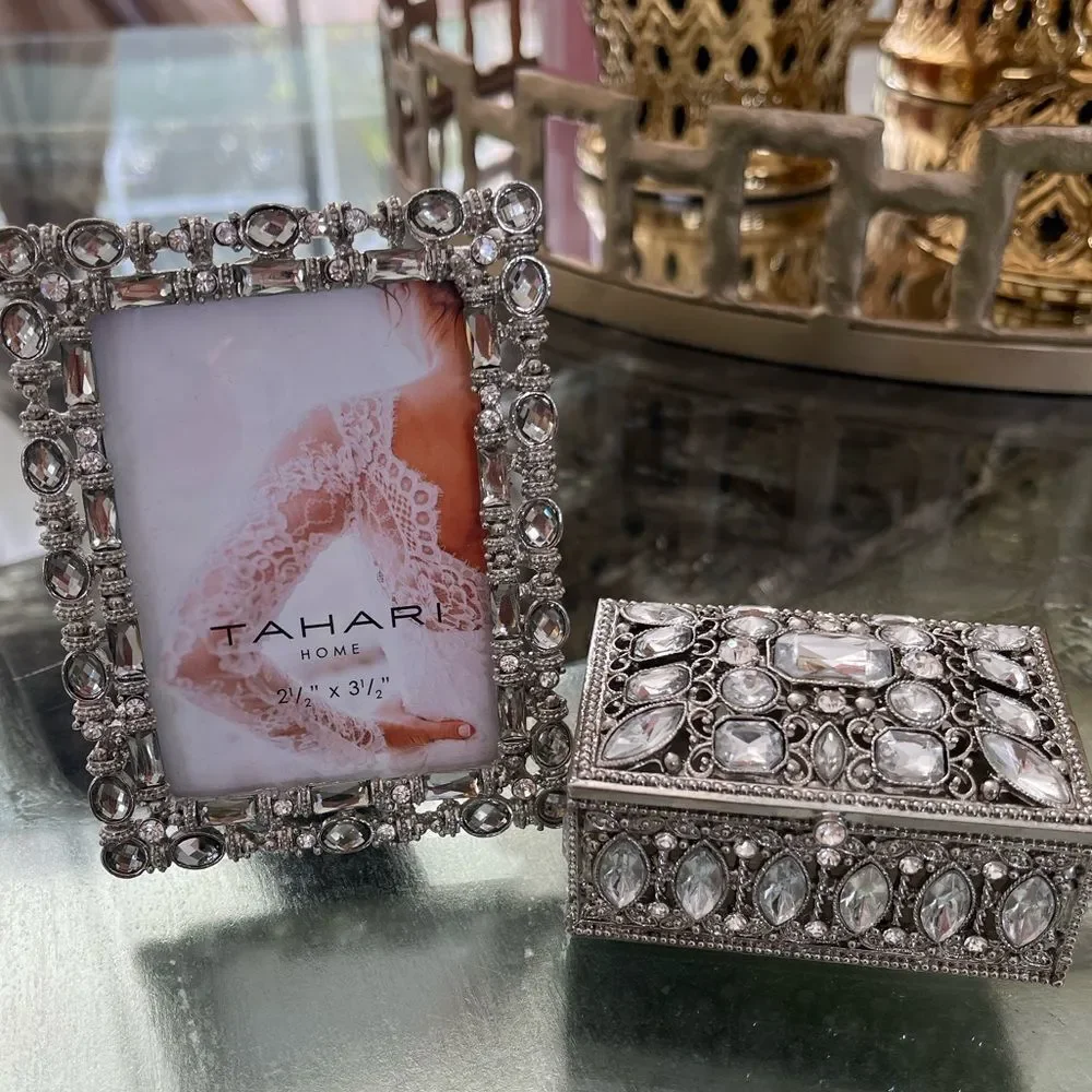 Tahari Silver Decorative photo Frame and Box Set